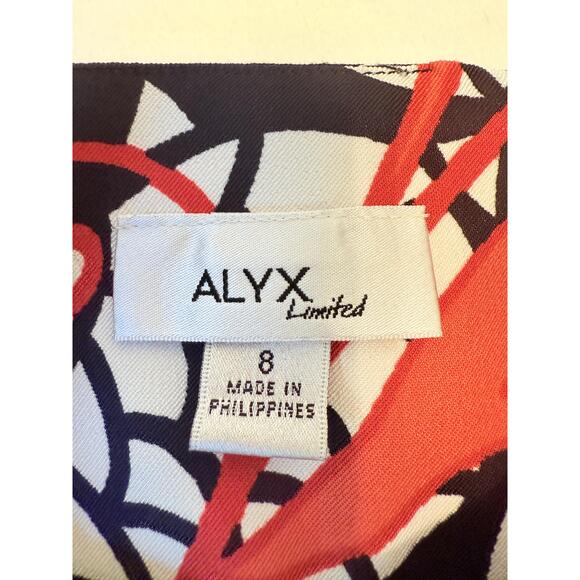 Alyx Ltd Womens Black Red White Floral Pattern Round Neck Above Knee Dress 8 - Picture 7 of 9